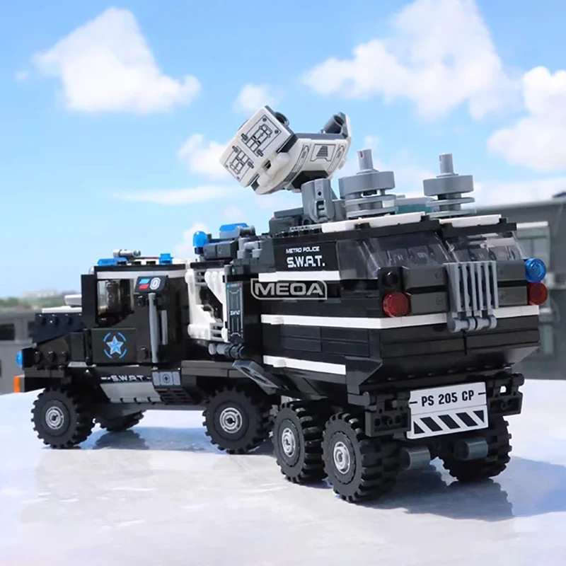 

Armored Special Police Off-road Vehicle Building Block Set Land Shield Short Range Air Defense Brick Military Model Boy Toy Gift