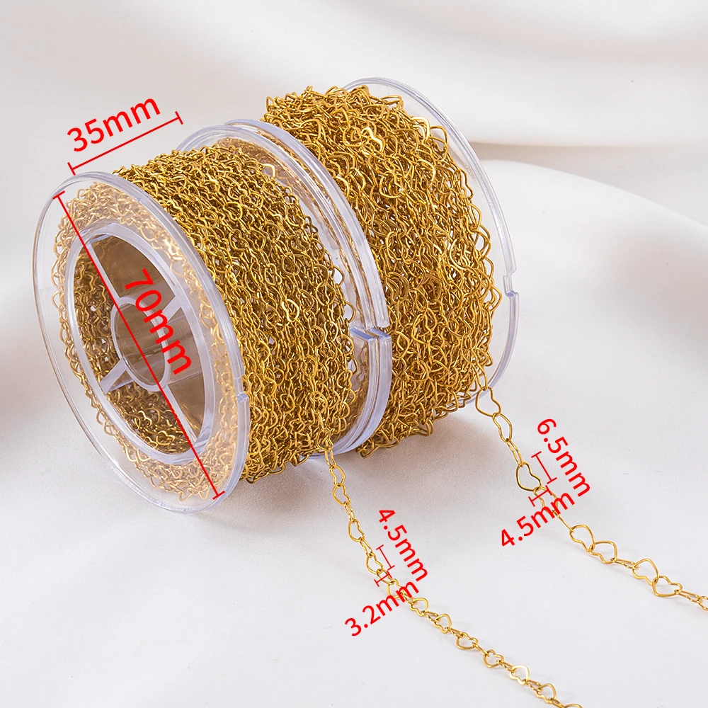 1 متر الفولاذ المقاوم للصدأ هندسية الجوف شقة الحب سلسلة DIY بها بنفسك زوجين هدية قلادة سوار صنع المجوهرات الملحقات #6