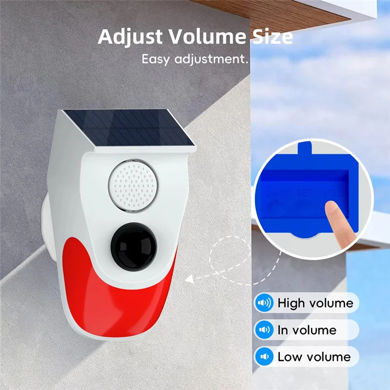 【PUBLICITY】 Sensore rilevatore di allarme sonoro di sicurezza con ricarica wireless da 120 dB Sensore esterno impermeabile 2 pezzi per sistema di allarme antifurto domestico