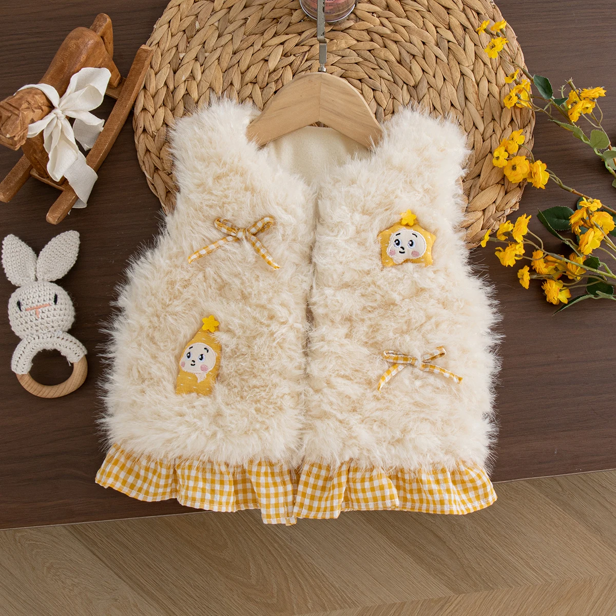 Winter New Baby Girl Vest Fleece Warm Coat Sleeveless Sweet Cute Baby Girl Daily Casual Wear Baby Clothing 9 Months - 4 Years