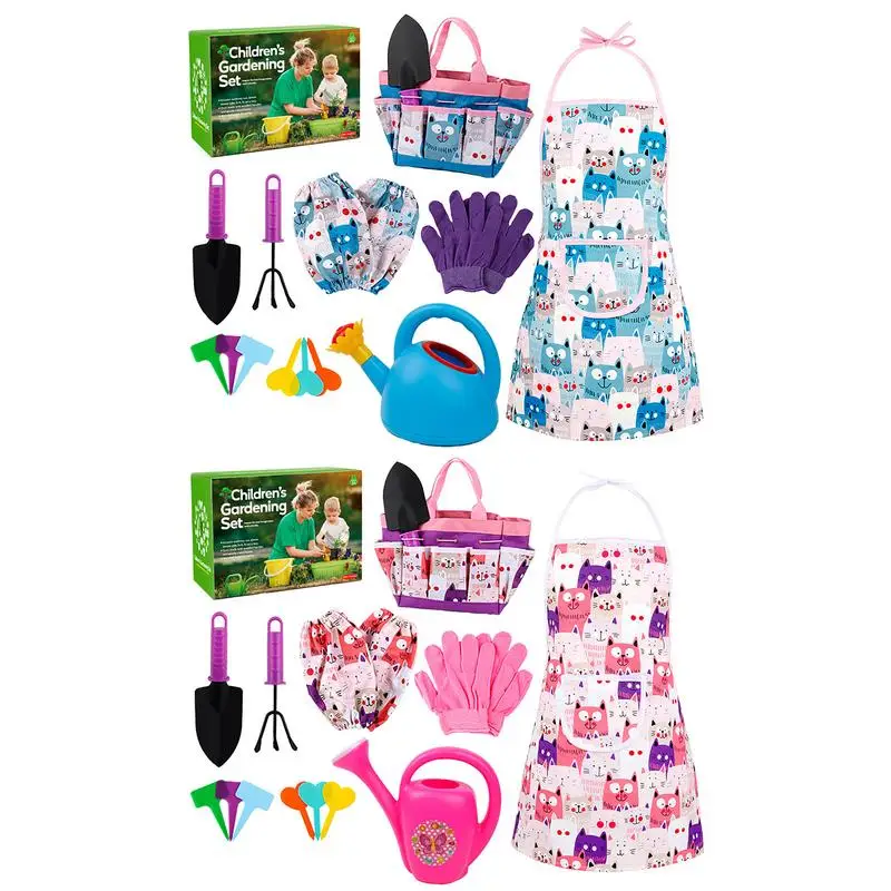 

16pcs Kids Garden Tools Set Watering Can Toy Gardening Shovel Rake Trowel Spade Toys For Children Pretend Play House Toys