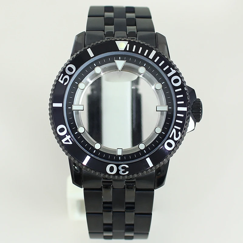 فضي/أسود 42.5 مللي متر ساعة رجالي حزام 100 متر مقاوم للماء لحركة Nh35 Nh36 Nh38 4R36 30.5 مللي متر الطلب تعديل نجم البحر T120 #1