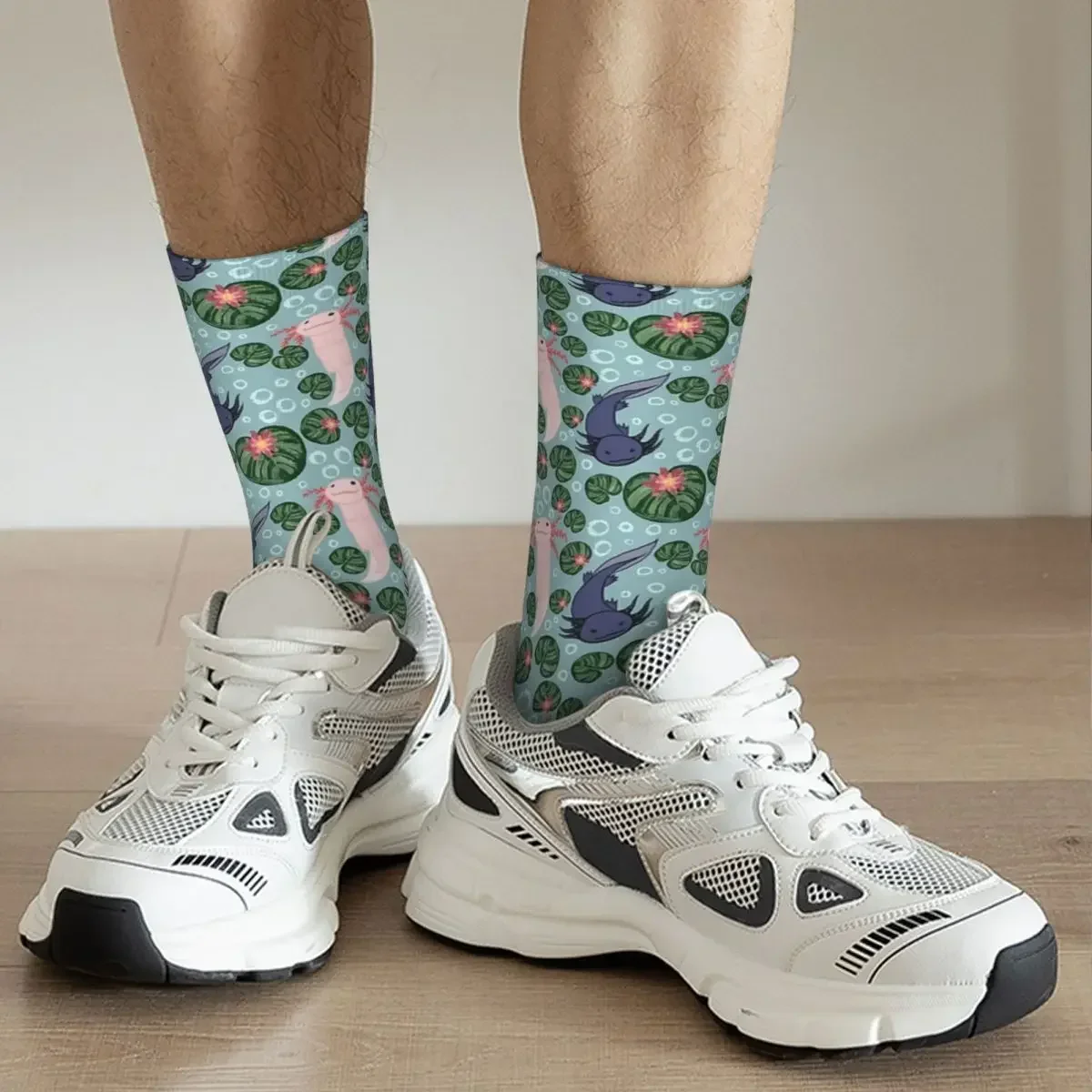 Axolotl-calcetines largos con patrón de repetición para hombre y mujer, medias supersuaves de estilo Harajuku, accesorios para todas las estaciones, regalo de cumpleaños Unisex