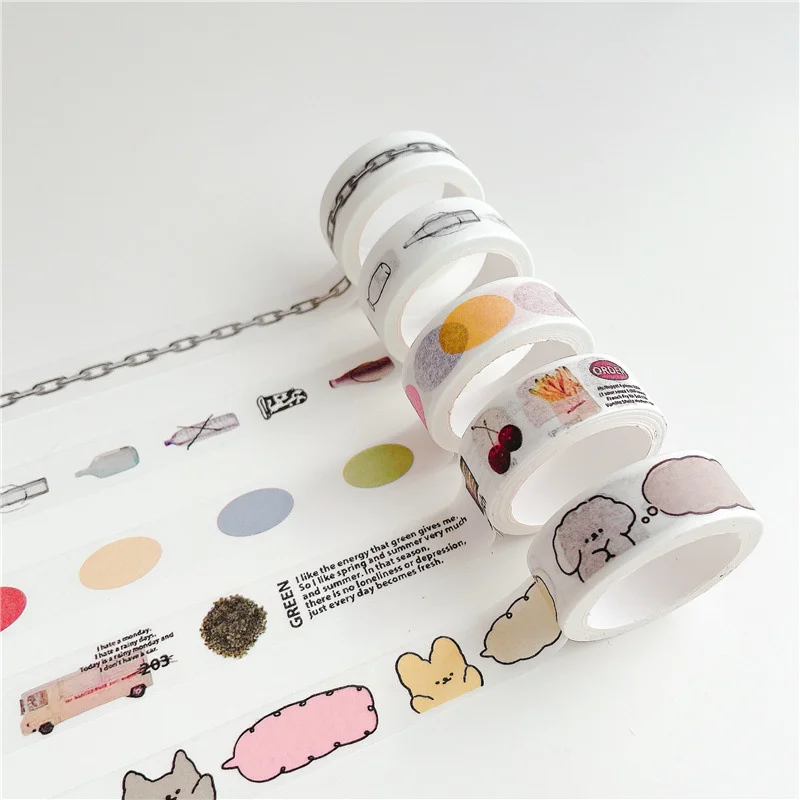 Washi Tape Coreano Ins Estilo Simples, Cartão Fotográfico Adesivo De Vedação, Conta De Mão Fita Decorativa Criativa, Papelaria, 5m