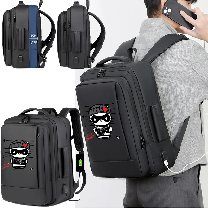 Cat Expandable Travel Backpack, Business Casual Men's Backpack,with USB Charging,waterproof Fabric,suitable for Daily Commuting