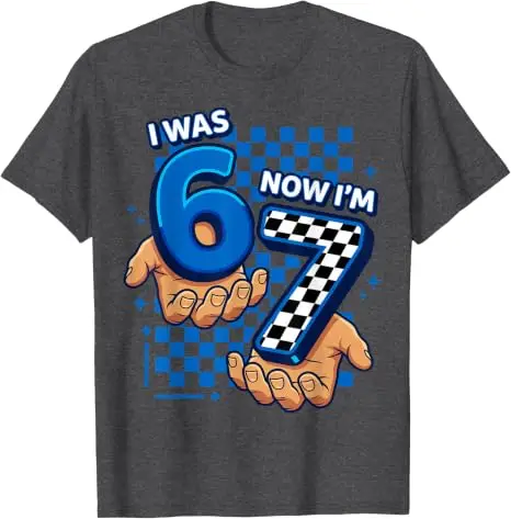 Ich war 6, jetzt bin ich 7. 7. Geburtstag 6 7 Geburtstag Jungen T-Shirt Y2k Mode 67 Six Seven Grafik-Bekleidung Rennsportliebhaber Weiches Baumwoll-T-Shirt – Detail 14