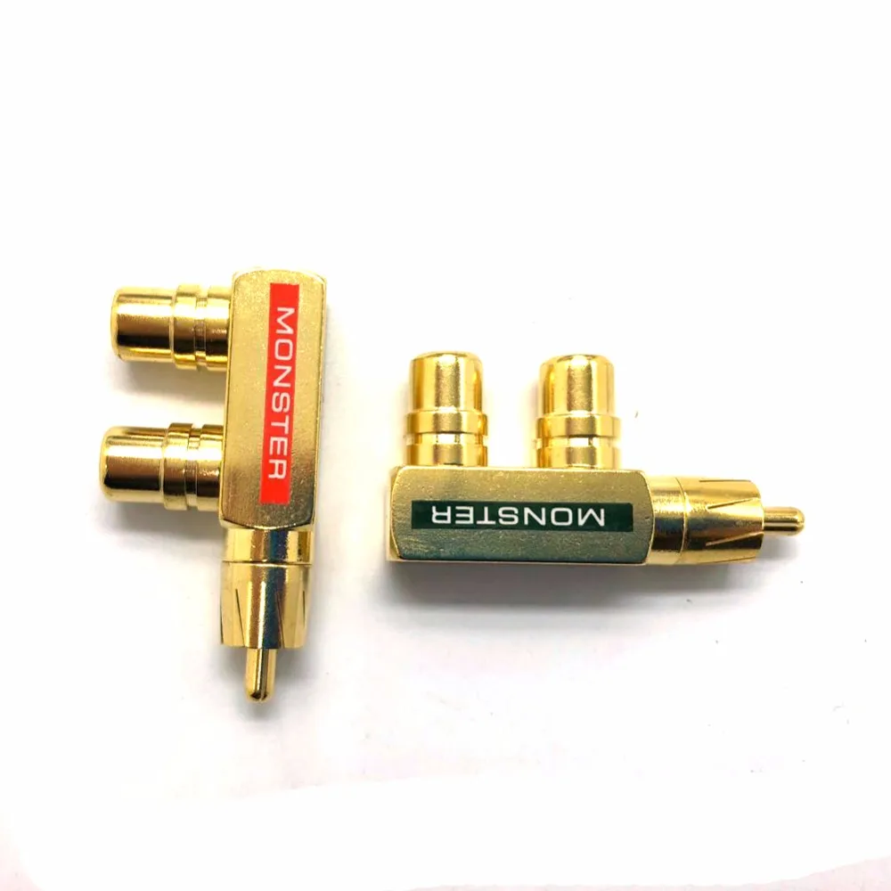 Preffair Adaptador RCA banhado a ouro Plugue divisor de áudio e vídeo RCA 1 macho para 2 fêmeas Conector de áudio RCA