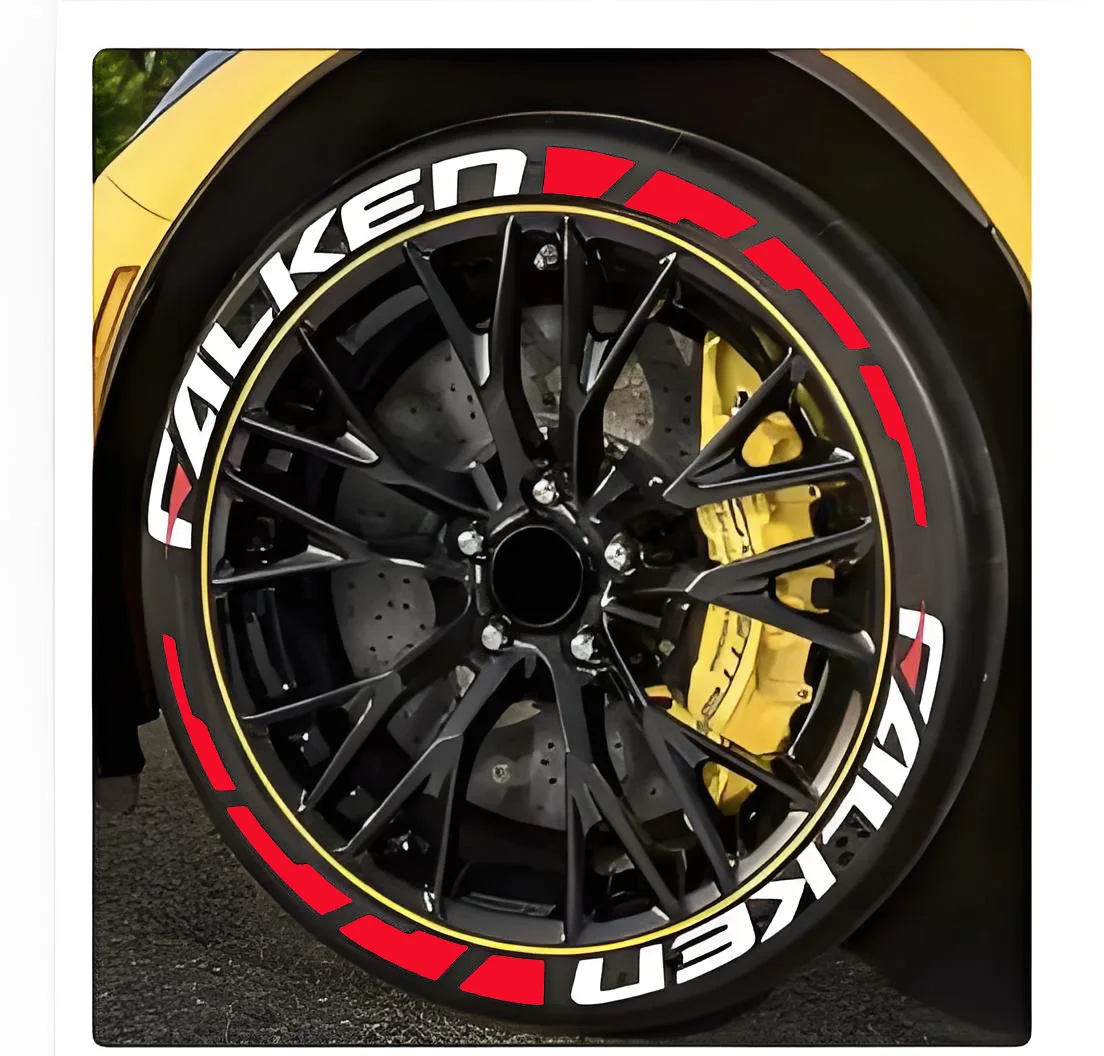 8pcs/lot Car Tire Decor Stickers Car Tuning Universal 3D Permanent PVC Joined Stickers Car Sticker for 4 Wheels Decals