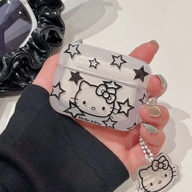 Sanrio Hello Kitty Y 2k Fashion Star Graphic Bluetooth Wireless Headphone Case Airpods Pro 1 2 3 Protective Cover Goth Case Yk2