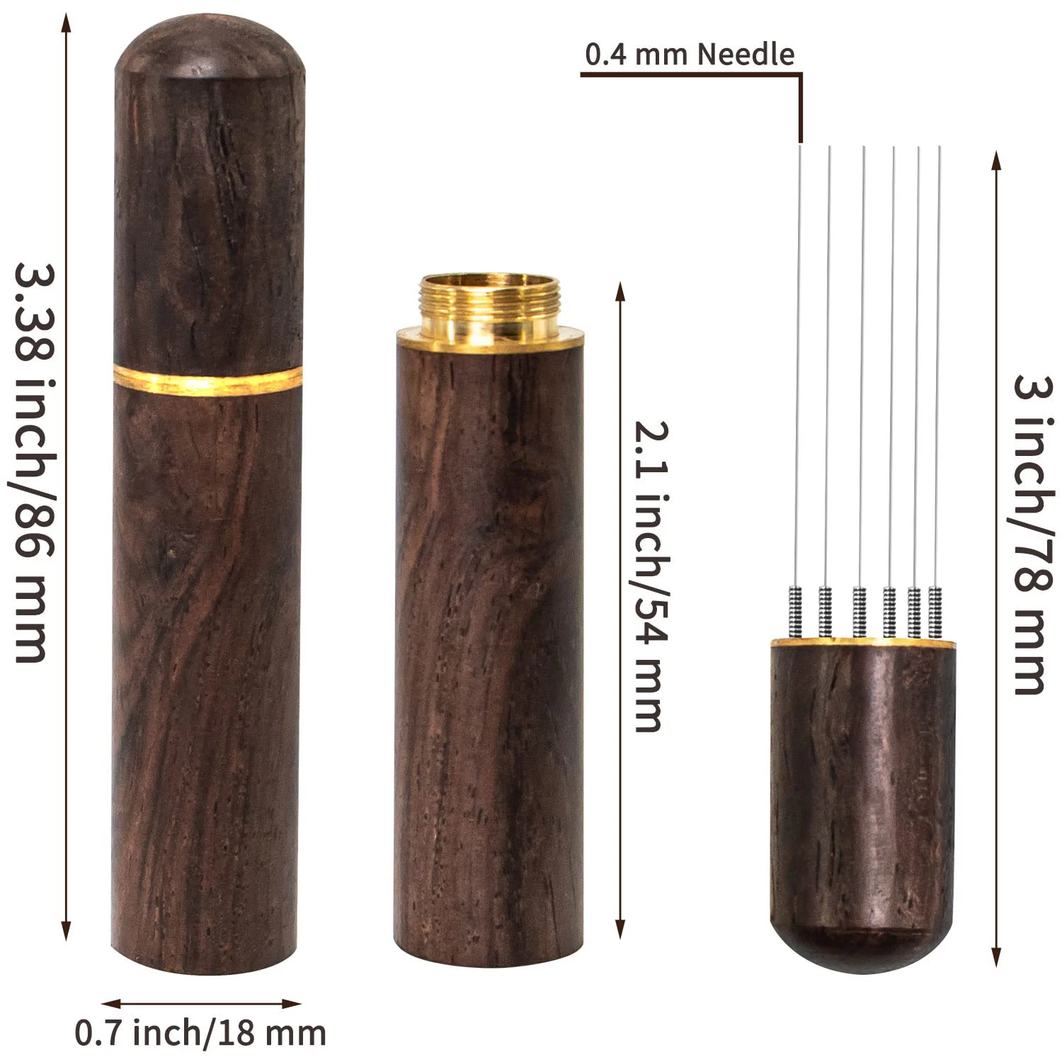 6 Needles 0.4mm Wood Hand Needle Distribution Tool,Espresso Coffee Stirrer, Espresso Distribution Tool Coffee Stirring Tool,