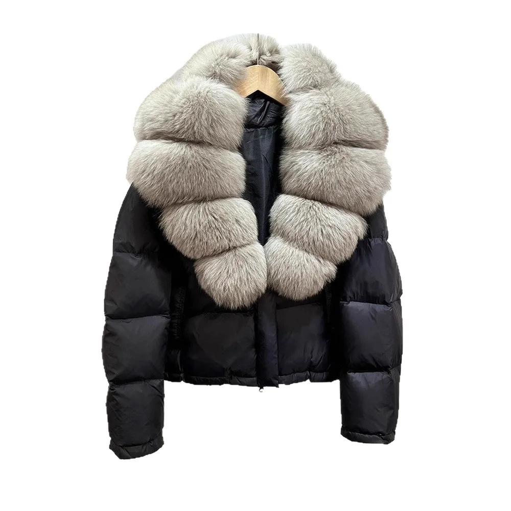 

2025 Women's Clothing Temperament large fur collar short down jacket 1019