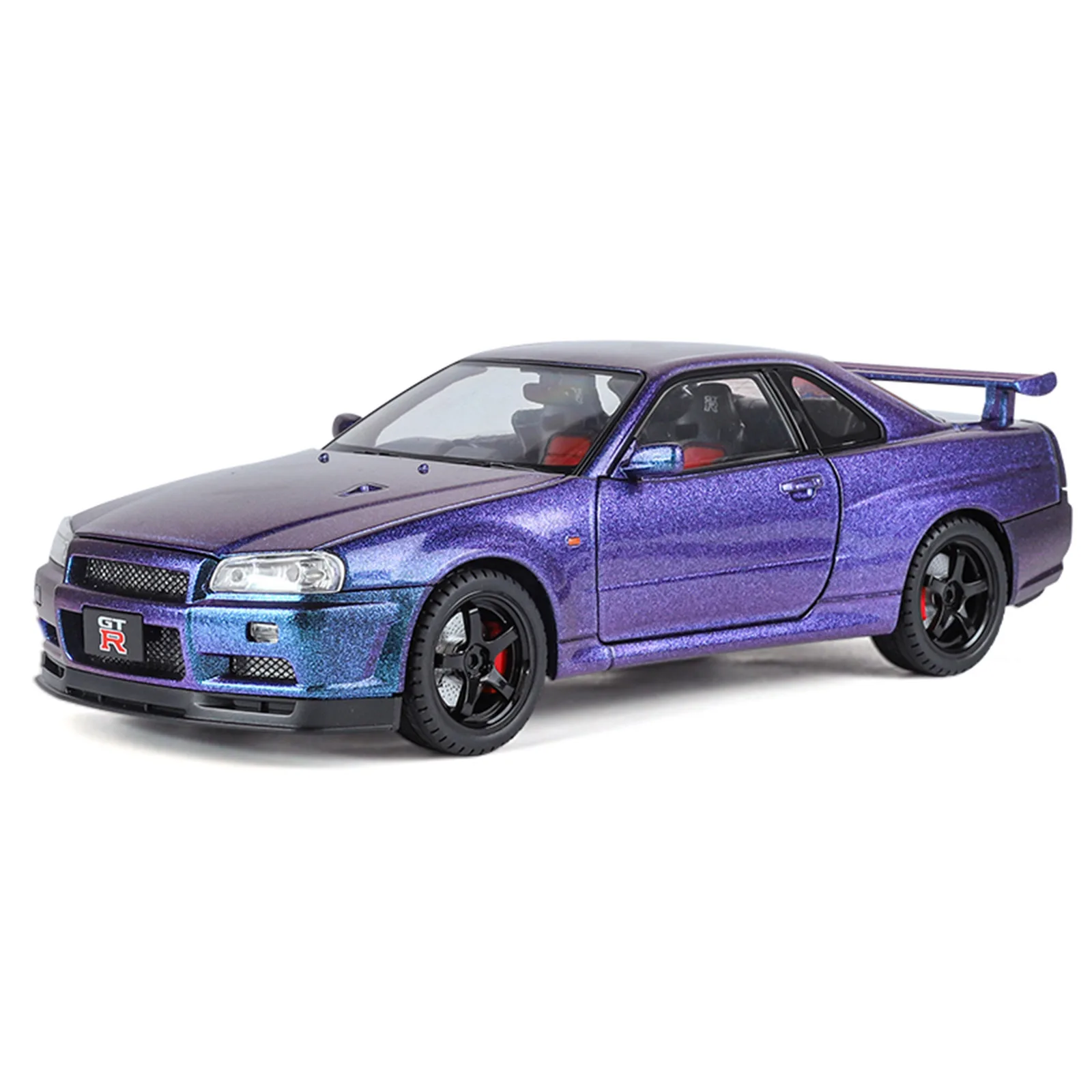 1: 18 Nissan GTR Street Edition Alloy Car Model Simulation Sound and Light Tire Detachable Large Toy Car Ornament
