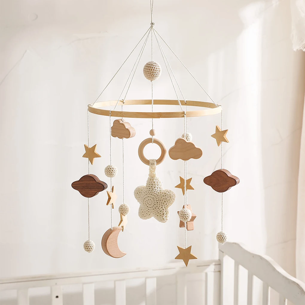 

Baby Crib Mobile Wooden Bed Bell Rattle Toy Soft Felt Hot Air Balloon Wind Chime Pendant Newborn Comfort Bed Bell Toys Baby Gift