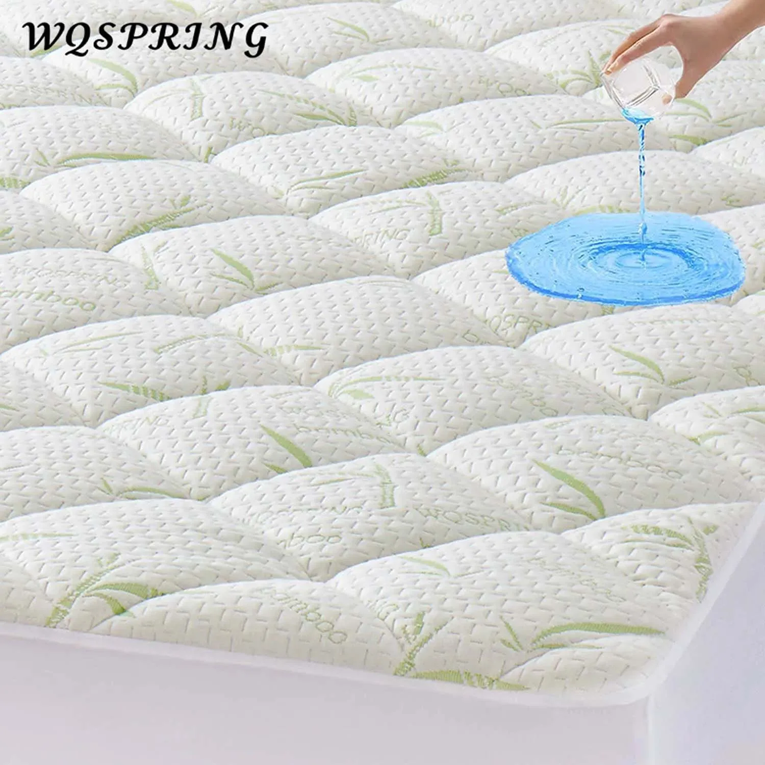 wqspring-bamboo-fiber-jacquard-mattress-protector-waterproof-soft-breathable-deep-pocket-washable-quilted-mattress-topper
