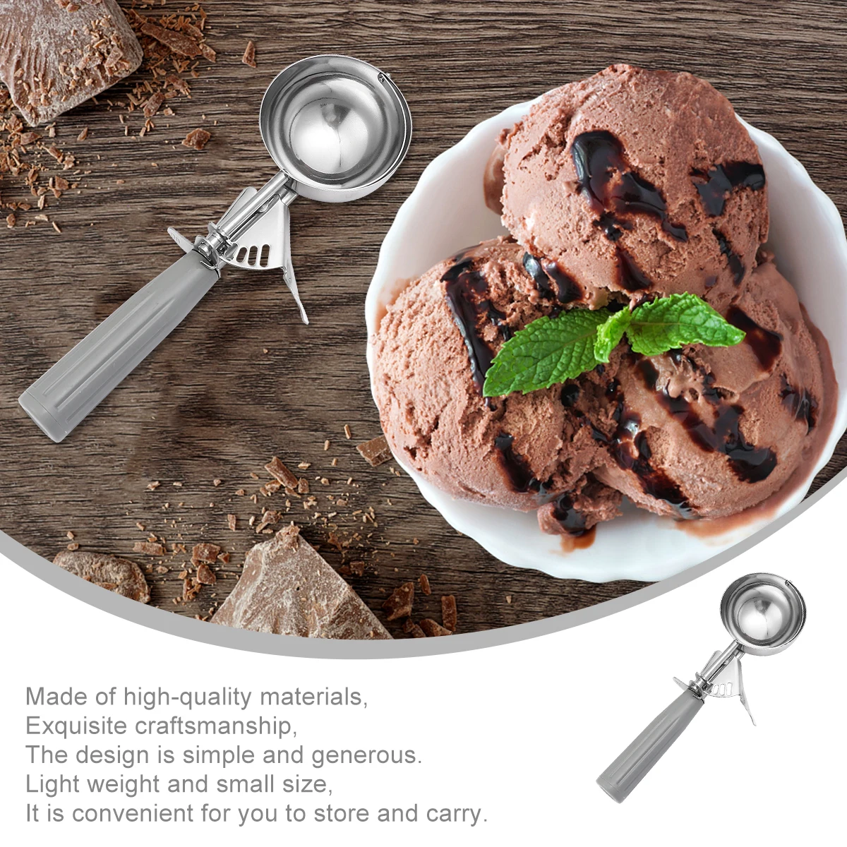 

Ice Cream Scoop Stainless Steel Ball Maker Lightweight Ergonomic Dessert Fruit Digging Spoon Muffin Practical Universal Home