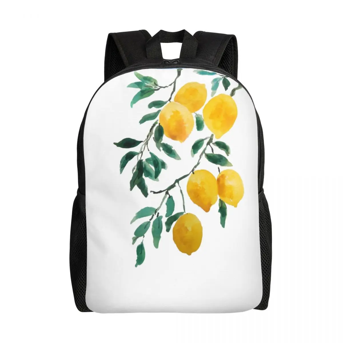 Custom Yellow Lemon Watercolor Backpack for Women Men School College Summer Botanical Citrus Fruit Bag Printing Bookbags