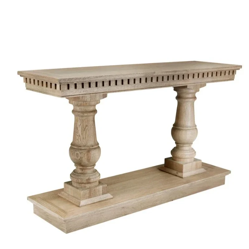 

French retro simple dining table American all solid wood old dining table European rectangular