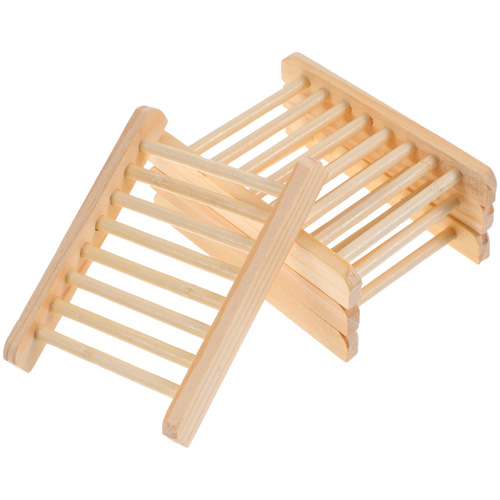 

4PCS Wooden Soap Dish Holder Self Draining Tray Case for Kitchen Bathroom Sink Laundry Room Travel Home Decor