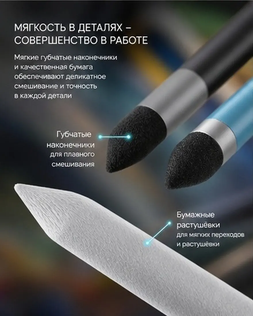 6Pcs Oil Pastel Blending Sponge Pens Round Head Soft Transition Effect Versatile for Colored Pencils Sketches Art Shading Tools