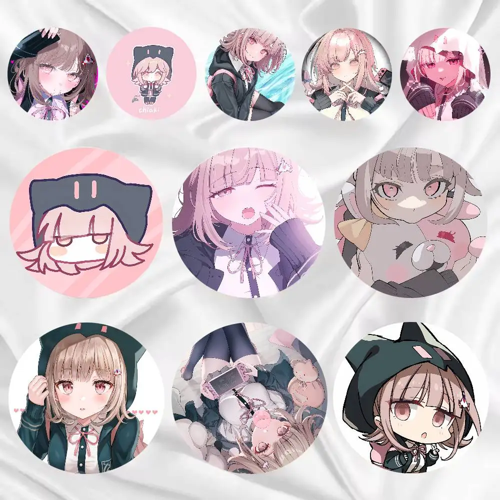Hot Kawaii Chiaki Nanami Fashion Video Game Badge Metal Brooch for Bag Clothes Hat Decor Cosplay Accessories Gifts