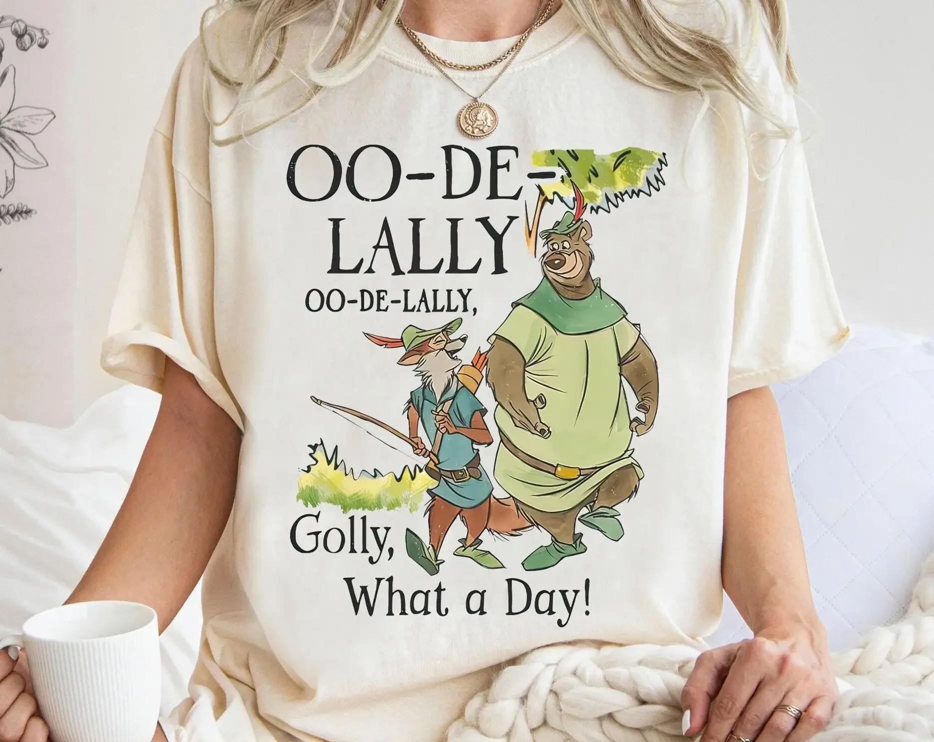 قميص ديزني روبن هود آند ليتل جون Oo-De-Lally، تي شيرت جولي What A Day، تي شيرت بألوان مريحة، قمصان هدية عيد الميلاد