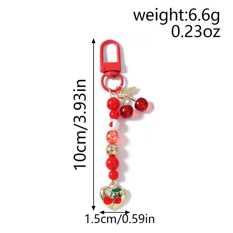 Modische handgefertigte Frucht-Schlüsselanhänger, rote Kirsche, Erdbeer-Anhänger, Schlüsselanhänger für Autoschlüssel, Damen- und Herrenhandtaschen, DIY-Geschenke – Detail 5