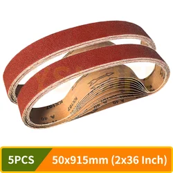 5PCS 50x915mm Abrasive Sanding Belts 40-1000 Grit 2x36 Inch Aluminum Oxide Abrasive belts for Wood Soft Metal Grinding Polishing