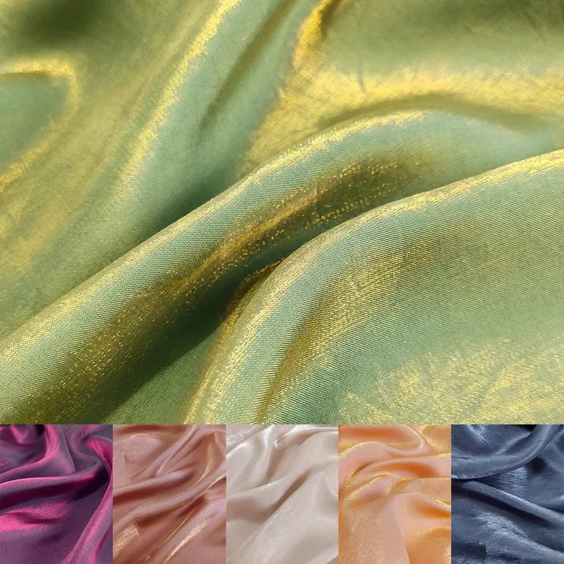 Glitter Fabric Satin By The Meter for Clothes Dresses Diy Sewing Silky Drape Soft Plain Black White Textile Summer Thin Gradient