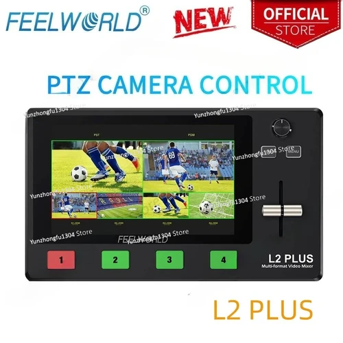 FEELWORLD L2 PLUS 5.5 インチ LCD マルチカメラ ビデオ ミキサー スイッチャー 内蔵クロマキーおよびロゴ オーバーレイ PTZ コントロール クロマキー USB3.0