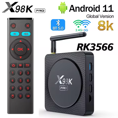 Original X98K PRO Smart TV Box RK3566 Android 11 4GB 32GB BT USB3.0 2.4G/5G Wifi 1000M 4K 8K 3D Media Player Set Top Box TVBOX