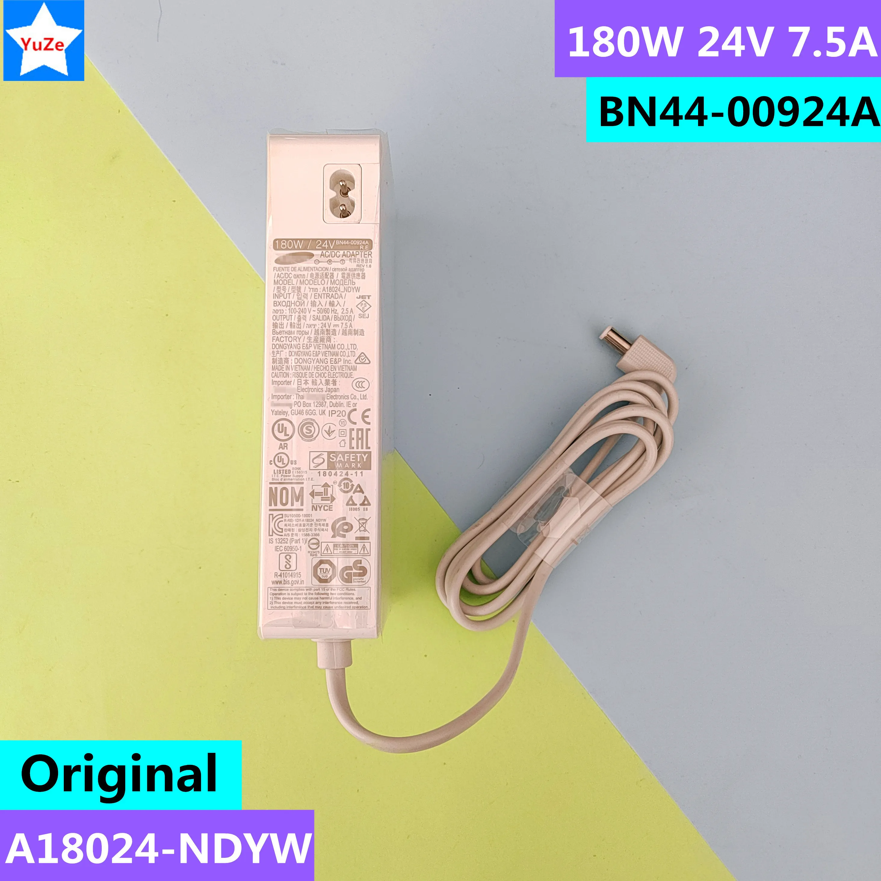 BN44-00924A 180W 24V 7.5A A18024-NDYW AC/DC Adapter for C34J791WTN LC34J791WTNXZA C34J791WTU C34J791WTR Monitor Power Supply