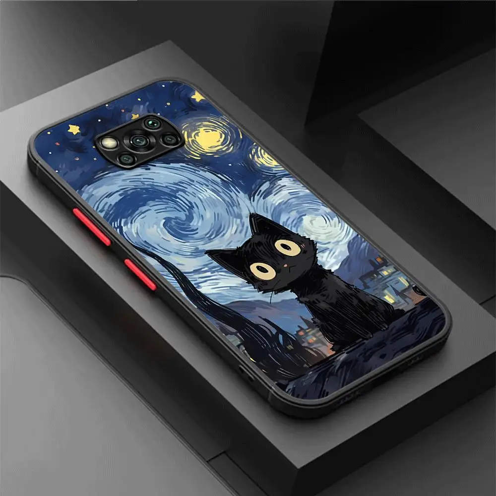 Starry Sky Cat Phone Case for Xiaomi Poco X3 NFC X3 Pro F3 M5 M5s X4Pro 5G X4 GT C40 X5Pro 5G Cover