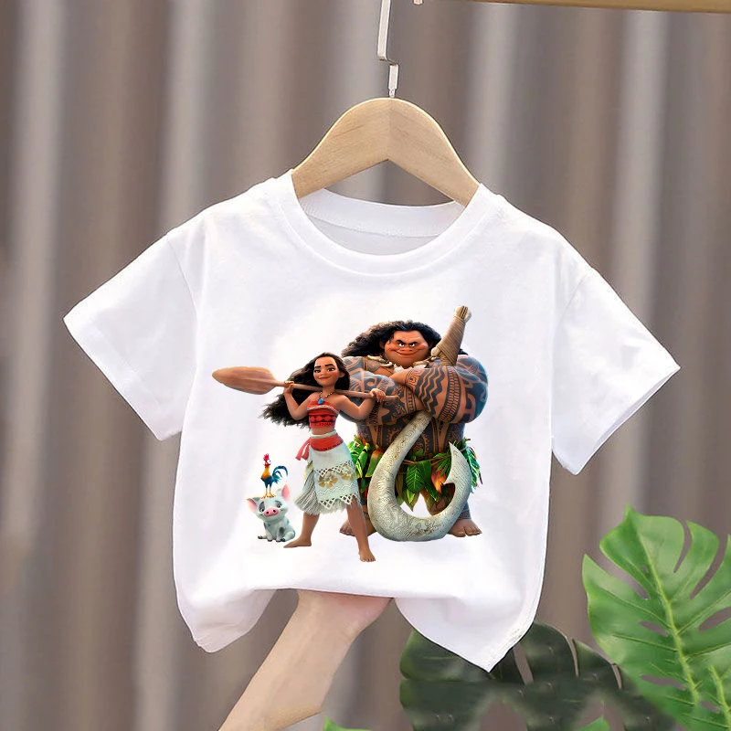 

Disney Anime Moana T Shirt Boy Girl Cartoon Print Short Sleeve Kawaii Children Clothing Top Fashion Casual Home Clothing Tee New