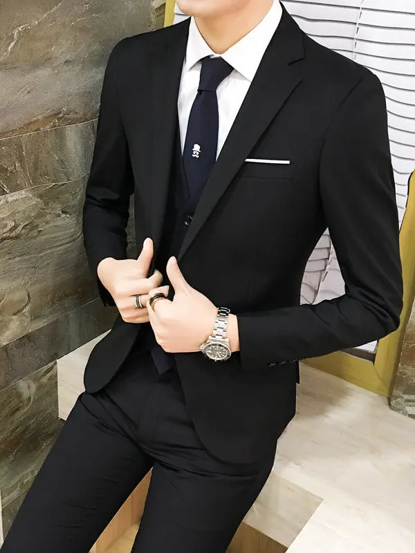 Men's Tee-Piece Suit Slim Fit Formal Wedding omsmen Tuxedo Faionable Urban Polyester Blend Double-Cuffed Regular Lapel