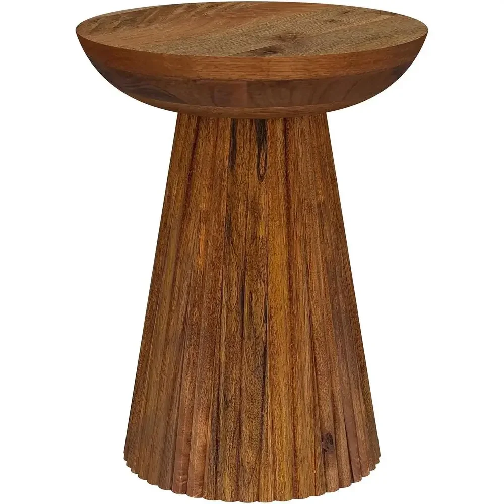 

Популярный 14-дюймовый круглый деревянный приставной столик с основанием в стиле винтаж и столешницей в форме чаши для гостиной и спальни - цвет дикая вишня