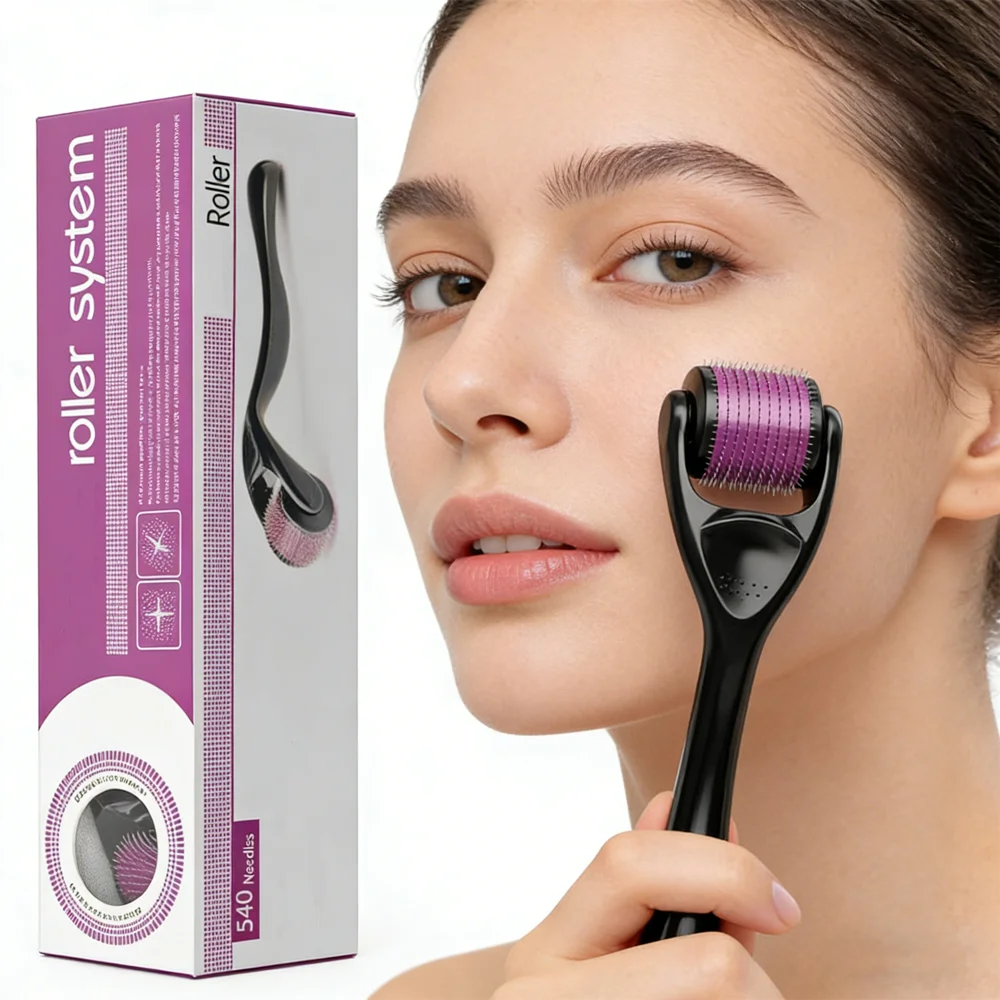 

Профессиональный роликовый массажер с микроиглами 540 титановых игл 0,25 мм для ухода за кожей лица, косметического массажа и микромассажа