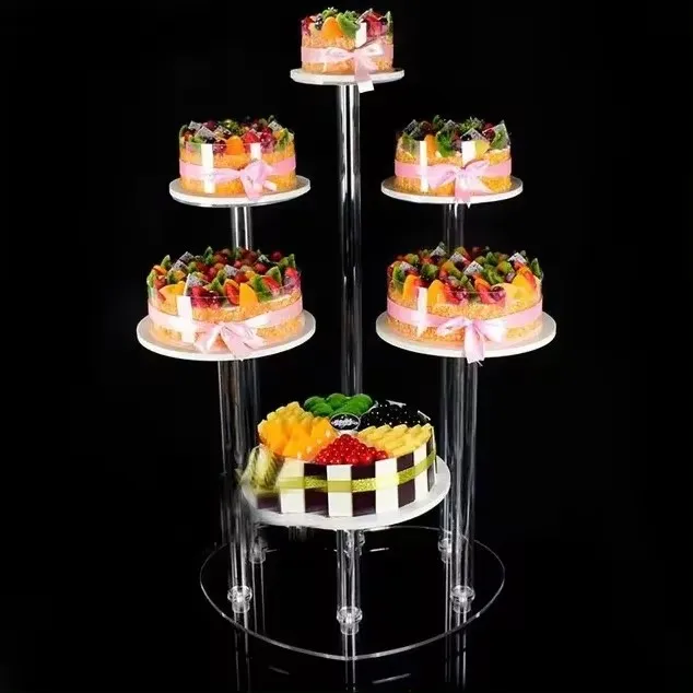 

Acrylic Cake Stand for Wedding Table, Centerpiece Cup, Display Shelf, Crystal Road Lead, Event Party Decoration, 5 Heads