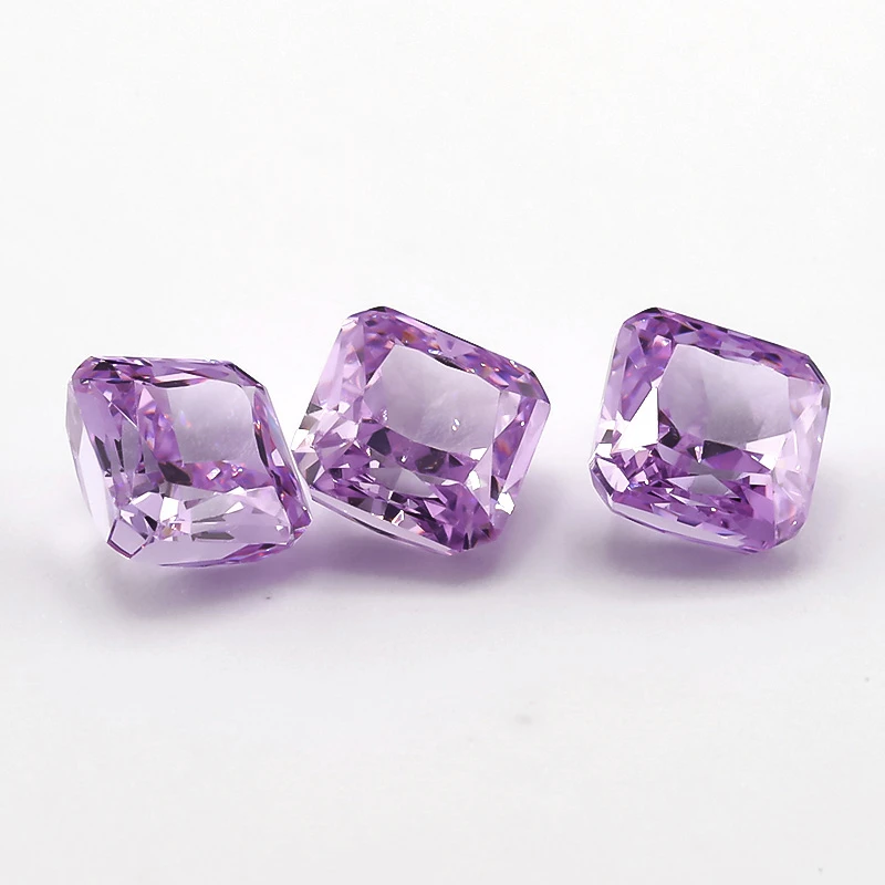 08 # Hellvioletter, quadratischer, achteckiger, strahlender, Crushed-Ice-Schliff, Zirkonia-Stein 5x5mm, 5A, loser CZ, synthetischer Edelstein für Schmuck – Detail 2
