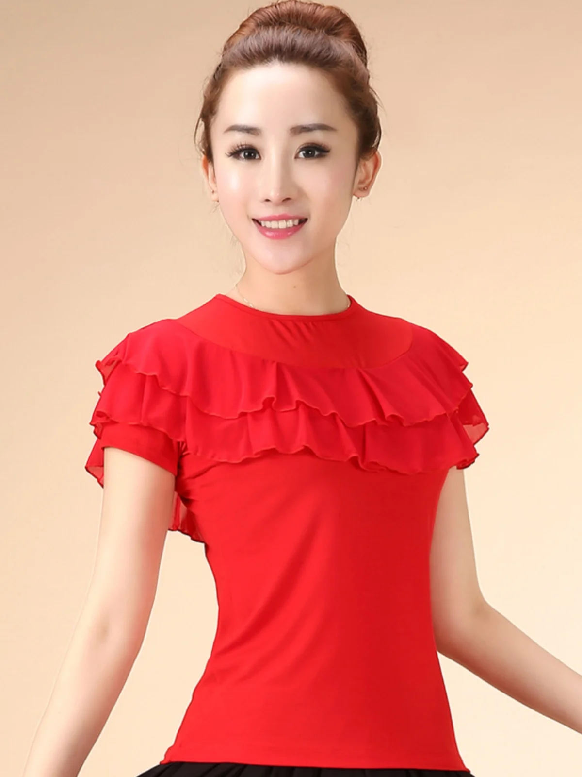 New Modal Long Sleeve Latin Dance Practice Uniform Women's Square Dance Performance Shirt Fitness Sportswear Body Shaping
