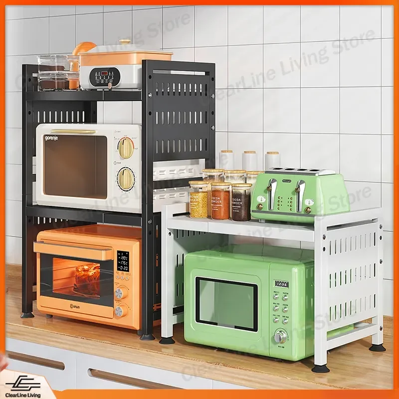 Multifunctional Microwave Oven Shelf for Kitchen Countertop Storage Wrought Iron Rice Cooker Stand Oven Rack Space Saving