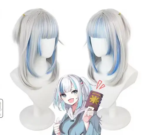 VTuber Hololive Hololive Gawr Gura Cosplay Wig Hololive English Cosplay Hair Gawr Gura headdress Peruca Adult Props