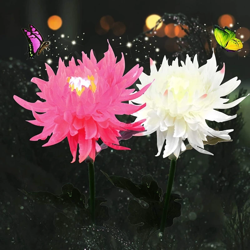 

Outdoor Solar Garden Stake Light 2 Pack Solar Chrysanthemum Flower Light Waterproof LED Solar Landscape Light for Garden Pathway