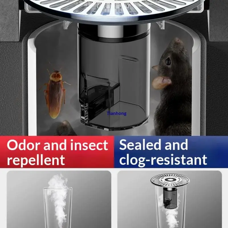 Draagbare anti-geur afvoerputje kern verwijderbare insectenpreventie wastafel filter vergiet afdichting stop voor keuken badkamer.