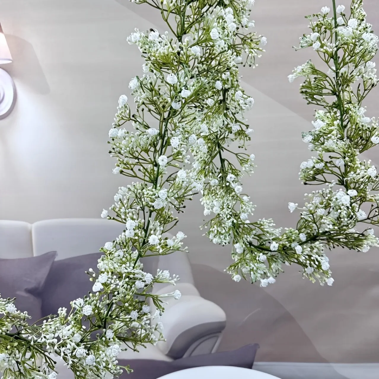 178 cm Künstliche Schleierkraut-Blumen-Ranke für Weihnachtsdekorationen, Neujahr, Heimdekoration, Treppenlayout, Party, Hochzeitsbogen-Dekor – Detail 1