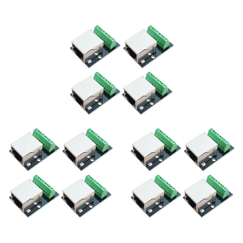 

A01F-12PCS RJ45 Ethernet Female Socket Connector Breakout Board,2.54Mm Connector Board Shielded Network Adapter Terminal