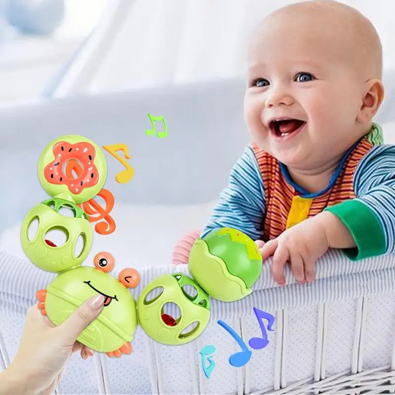 Jouets éducatifs pour bébés, hochets en forme de crabe, clochette à main, cadeaux de naissance pour nouveau-né, anneau de dentition apaisant, jouet pour filles