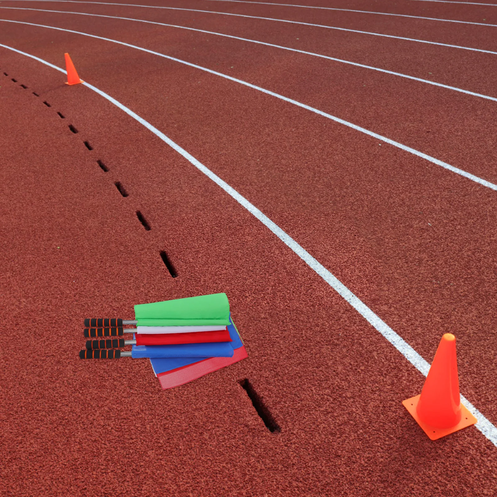 4개 트랙 경기 신호 깃발 스펀지 손잡이 심판 깃발 내구성 스테인리스 스틸 축구 배구 스포츠 심판 장비