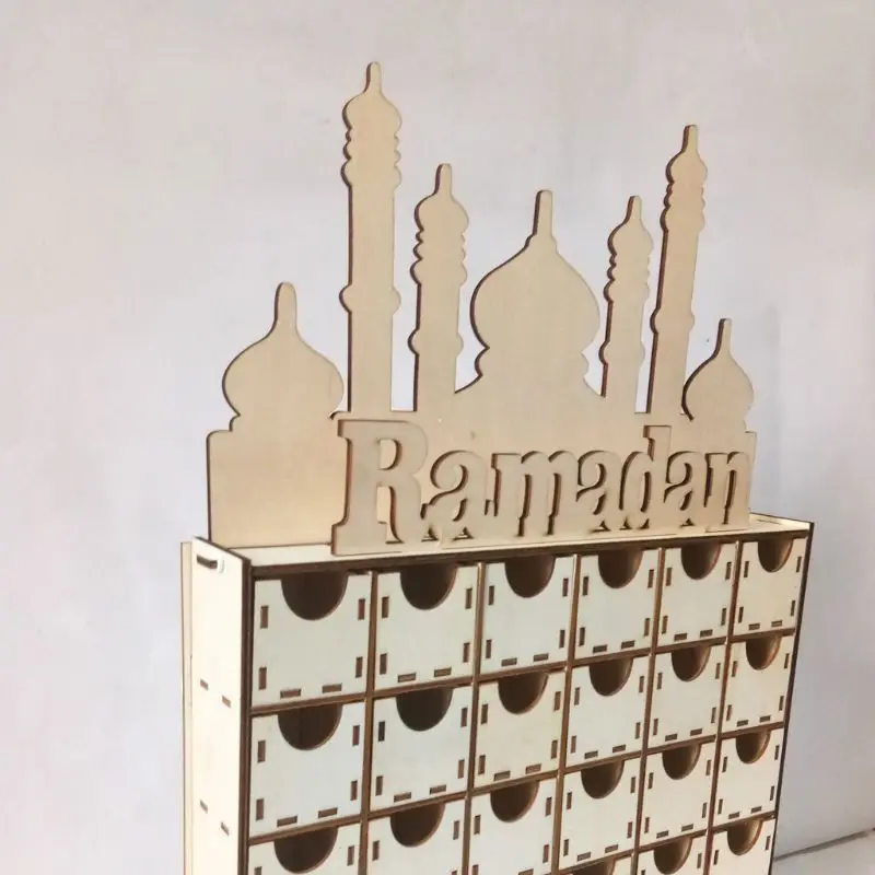 Wooden Advent Calendar for Muslim, MDF Drawer, Eid Ramadan Mubarak, Islamic Decorations