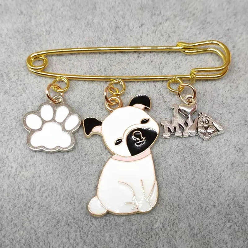 Fashion pet white dog brooch metal cute animal brooch women men lovers enamel crystal party jewelry gift accessories image 6