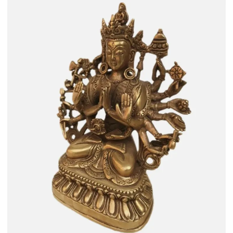Cundi copper Buddha statue exorcism Quasi tifomu Eighteen Hands Bodhisattva